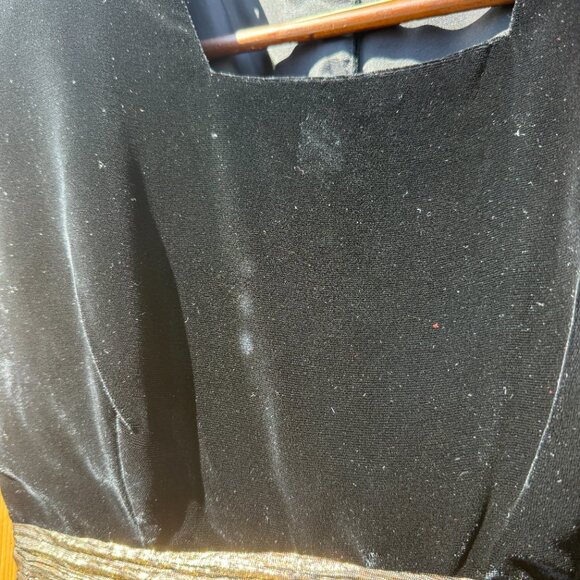 Vintage Dress 80s Black Velvet Gold Lame Fitted Formal Cocktail Sheath S - Picture 8 of 16